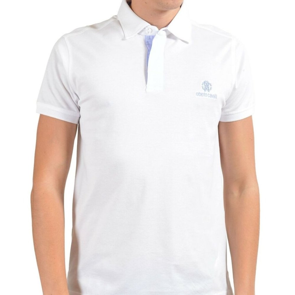 Roberto Cavalli Mens White Short Sleeve Polo Shirt